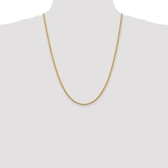 2.75mm 14k Yellow Gold, Diamond Cut Solid Rope Chain Necklace, 24 Inch - Picture 2 of 8